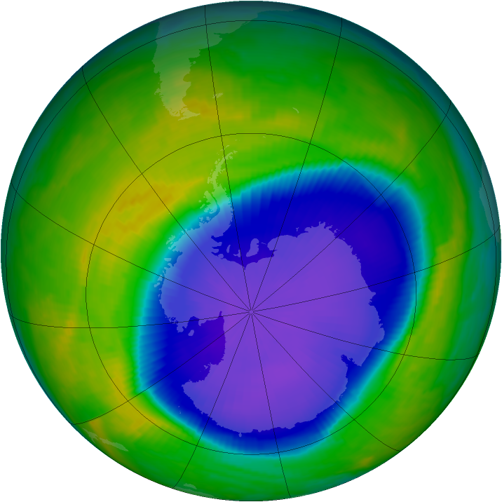 Antarctic ozone map for 21 October 1997
